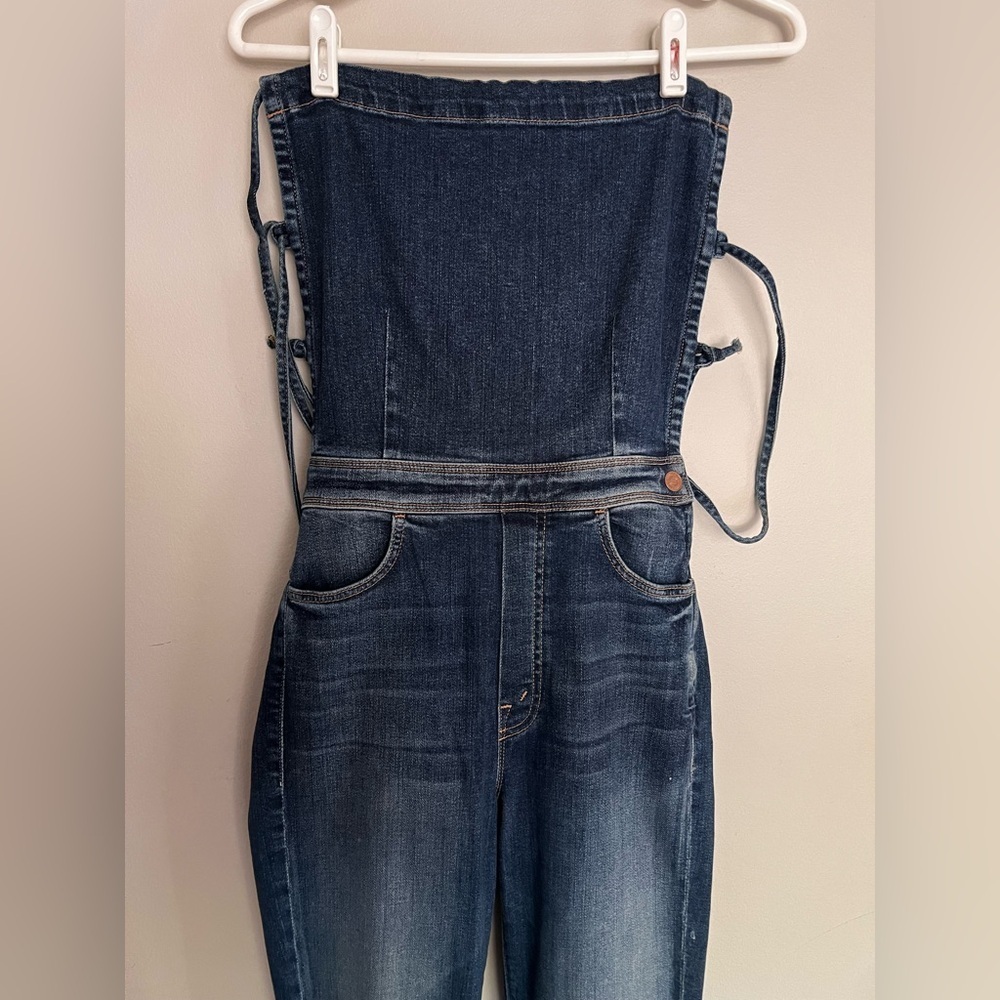 RARE Mother The Tie Back Hustler Ankle Fray Jumpsuit Pardon My French Size 26 - Picture 6 of 11